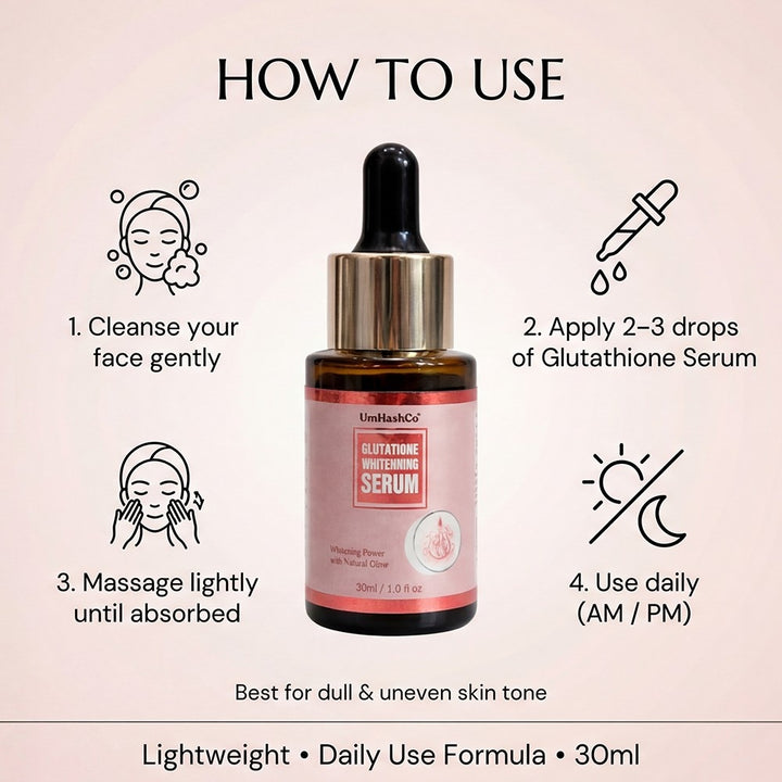 Glutathione Brightening Face Serum 30ml | UmHashco Glutathione Brightening Face Serum 30ml | UmHashco